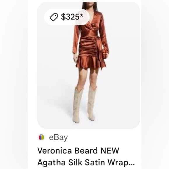 Veronica Beard Orange Ruched Wrap Dress - Picture 4 of 14